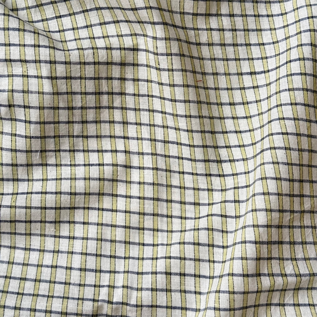 Checkered Handwoven Cotton - Off white / Lime