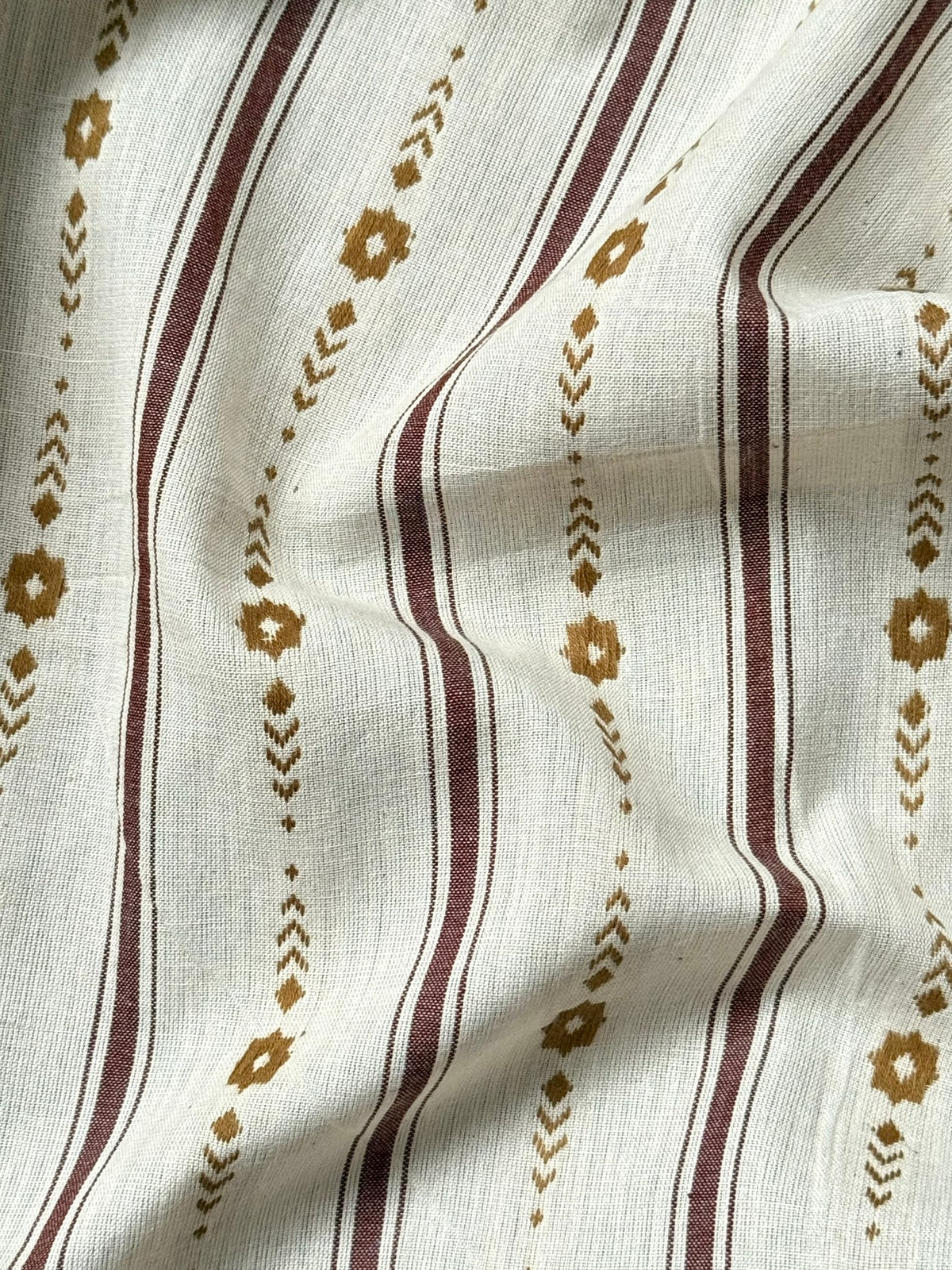 Embroidered Cotton in Cream / Maroon