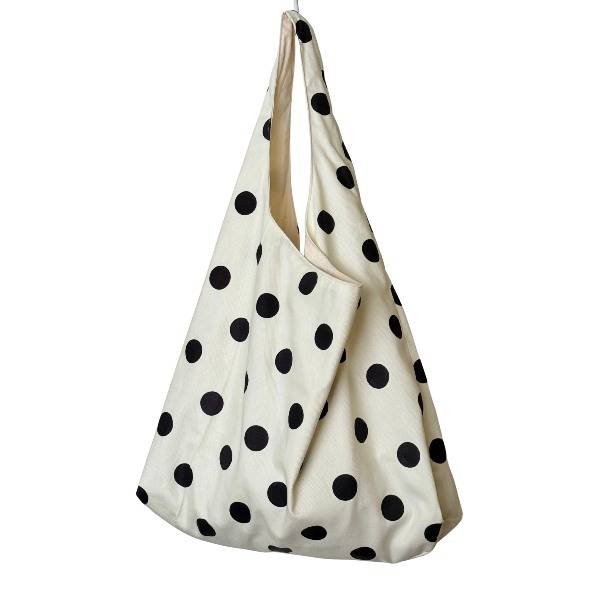 Slouchy Tote (Cream Polka)