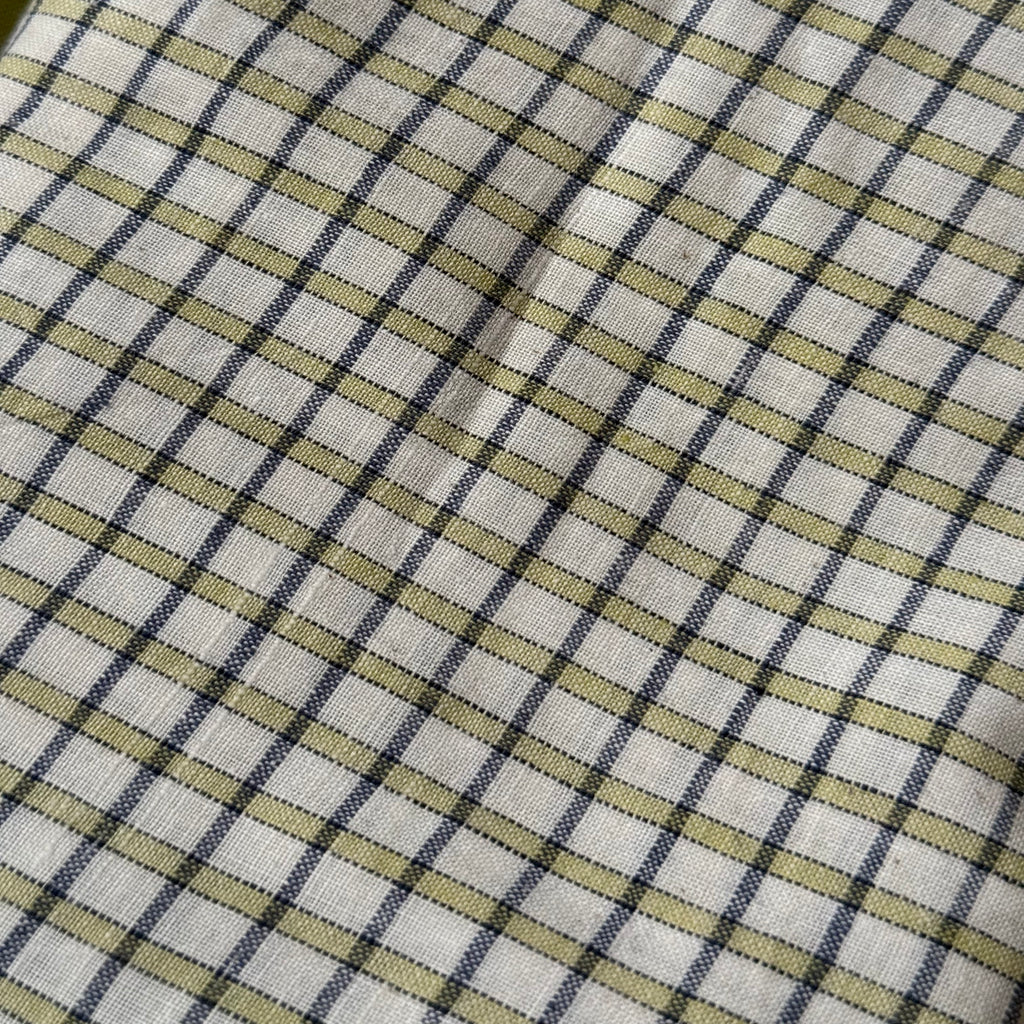Checkered Handwoven Cotton - Off white / Lime