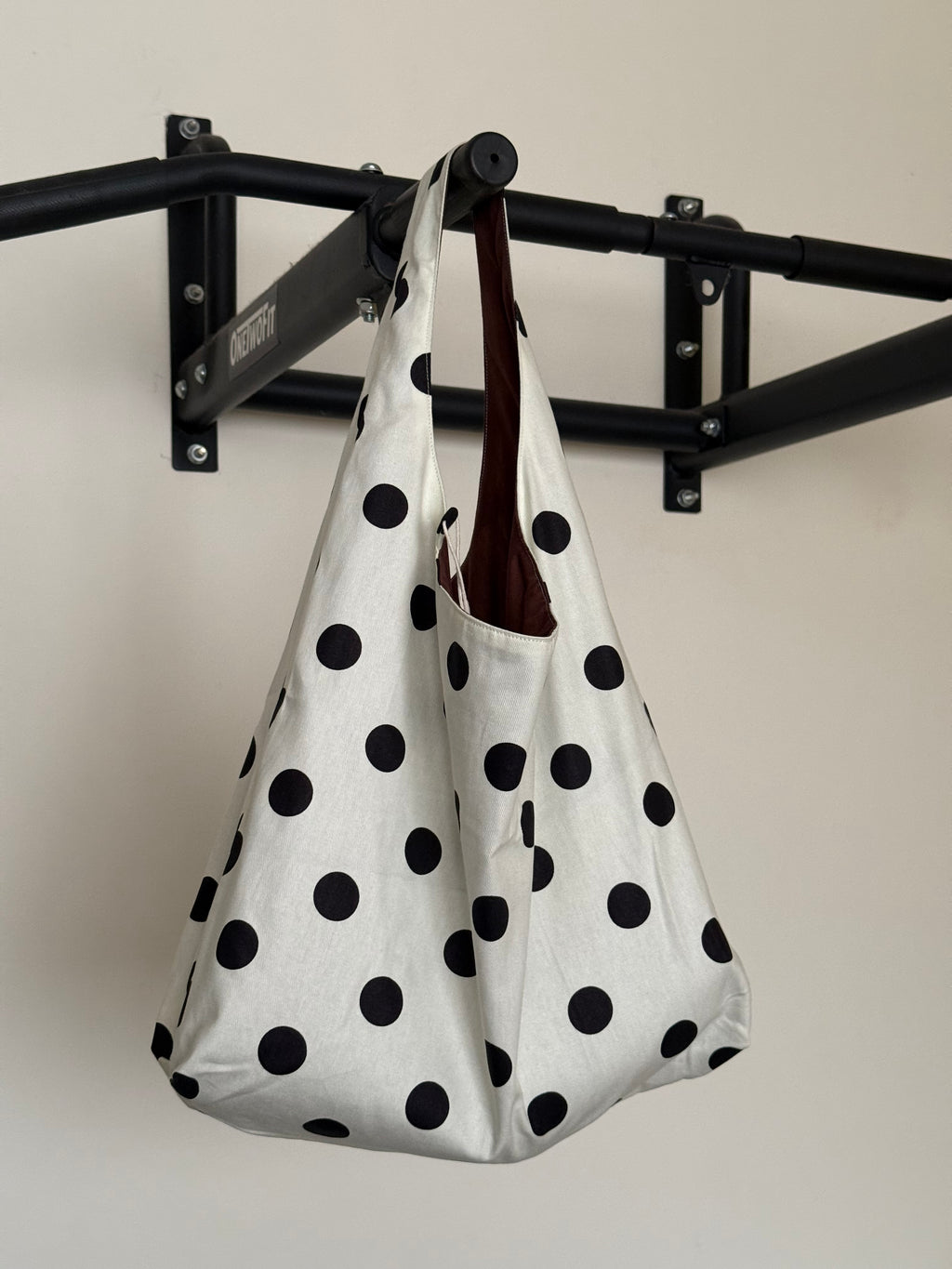 Slouchy Tote (Cream Polka)