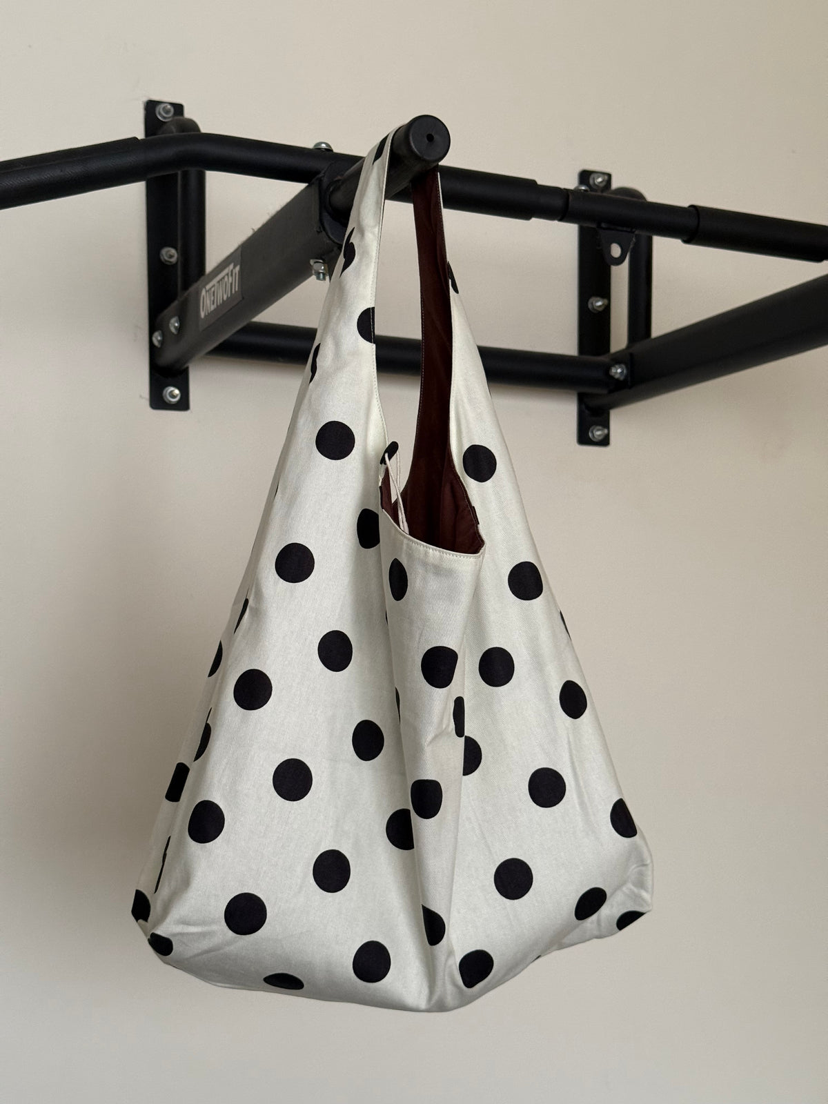 Slouchy Tote (Cream Polka)