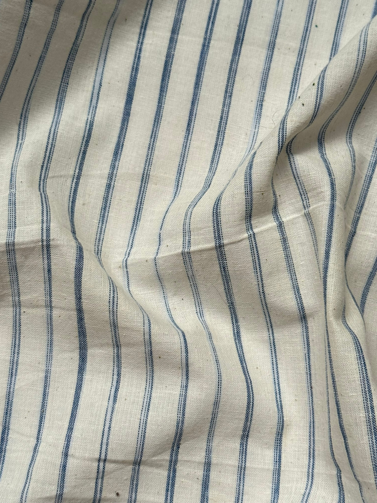 Striped Handwoven Cotton - White / Blue stripes