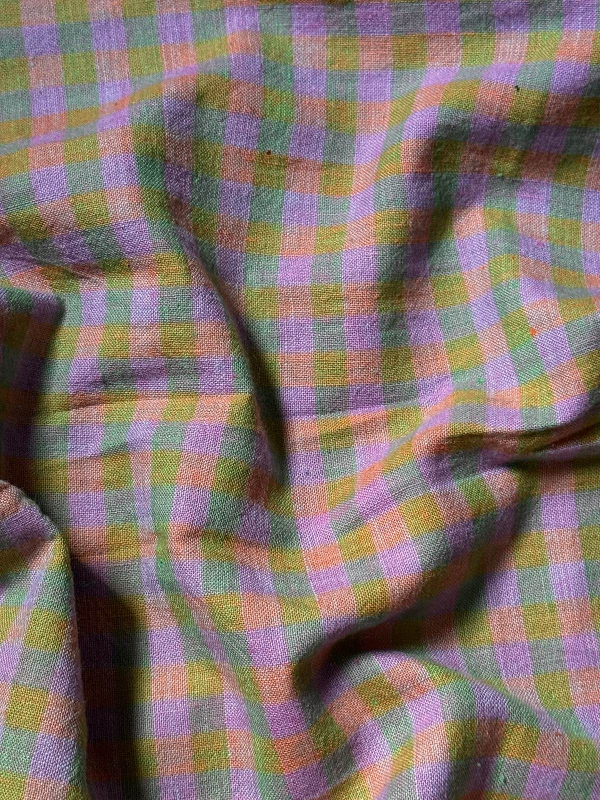 Gingham Handwoven Khadi - Berry