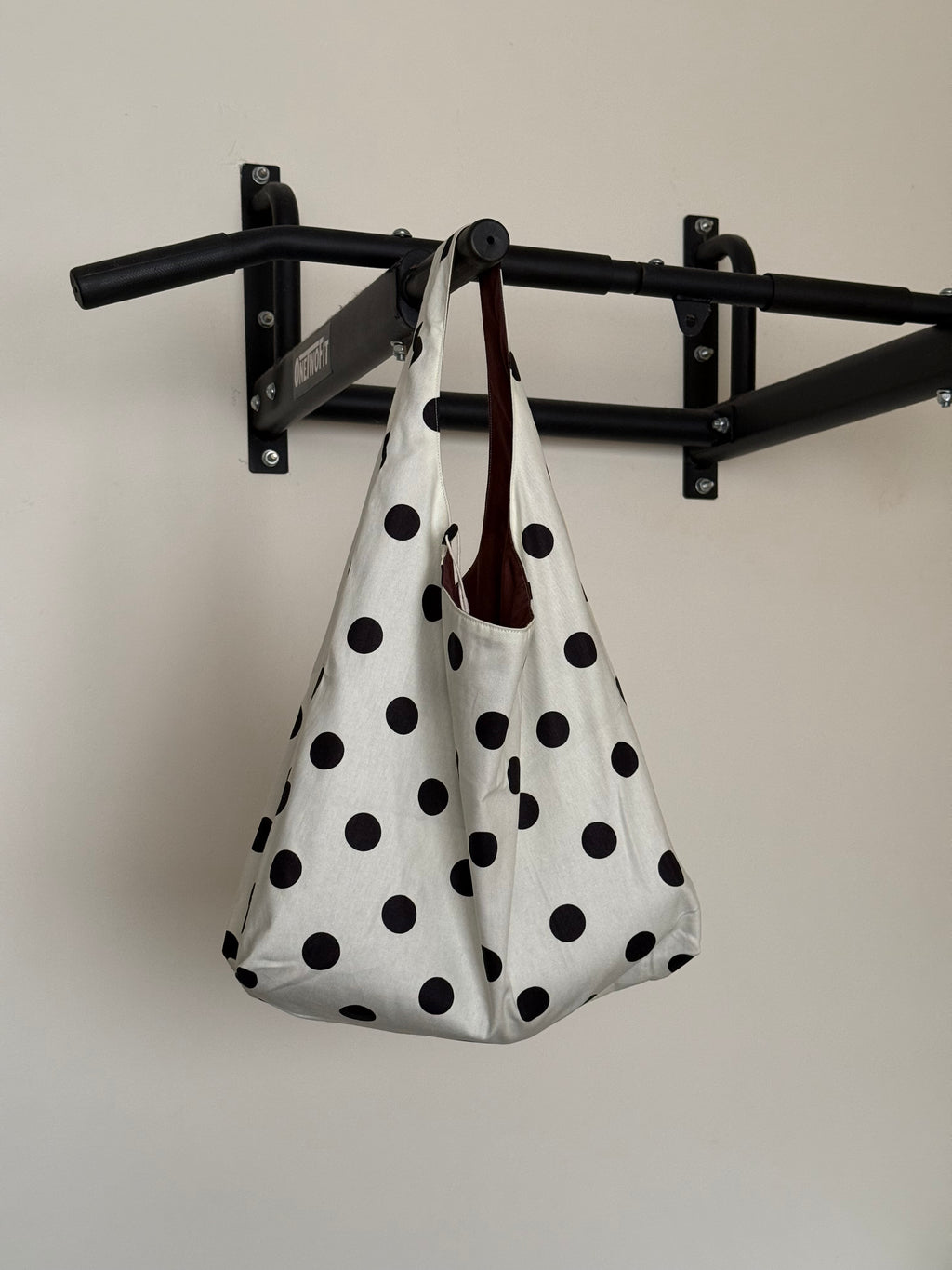 Slouchy Tote (Cream Polka)
