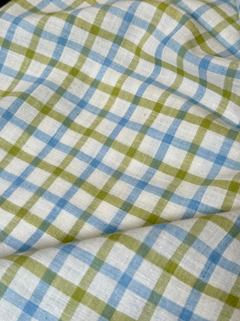 Checkered Handwoven Cotton - Lime green/light blue