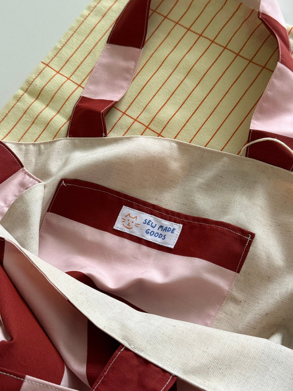 Chunky tote (pink stripes)