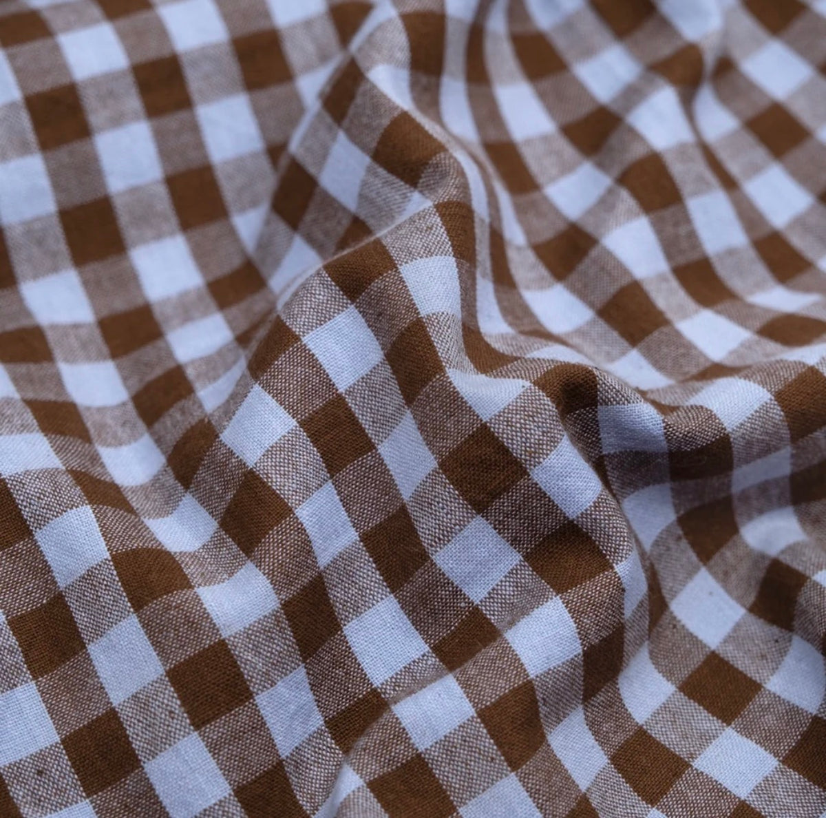 Gingham Handwoven Cotton - Pale blue/Chocolate