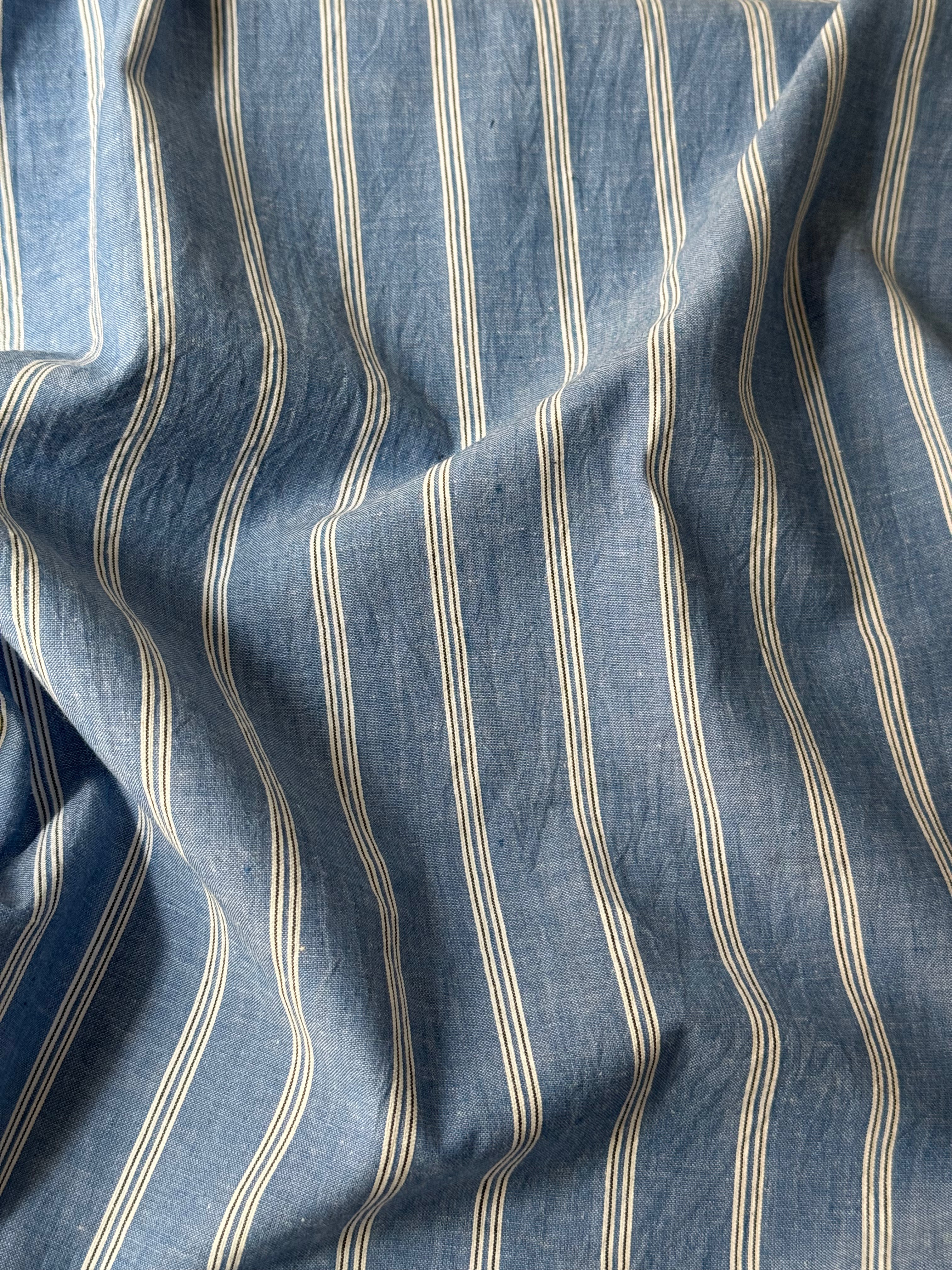 Striped Handwoven Cotton - Blue with white stripes