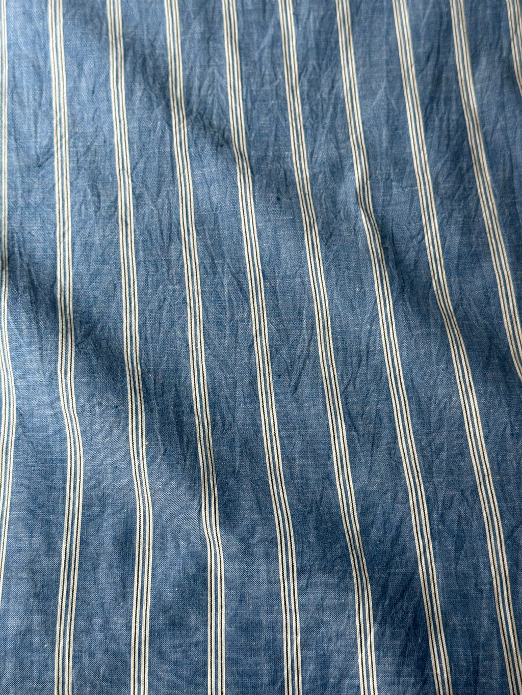 Striped Handwoven Cotton - Blue with white stripes