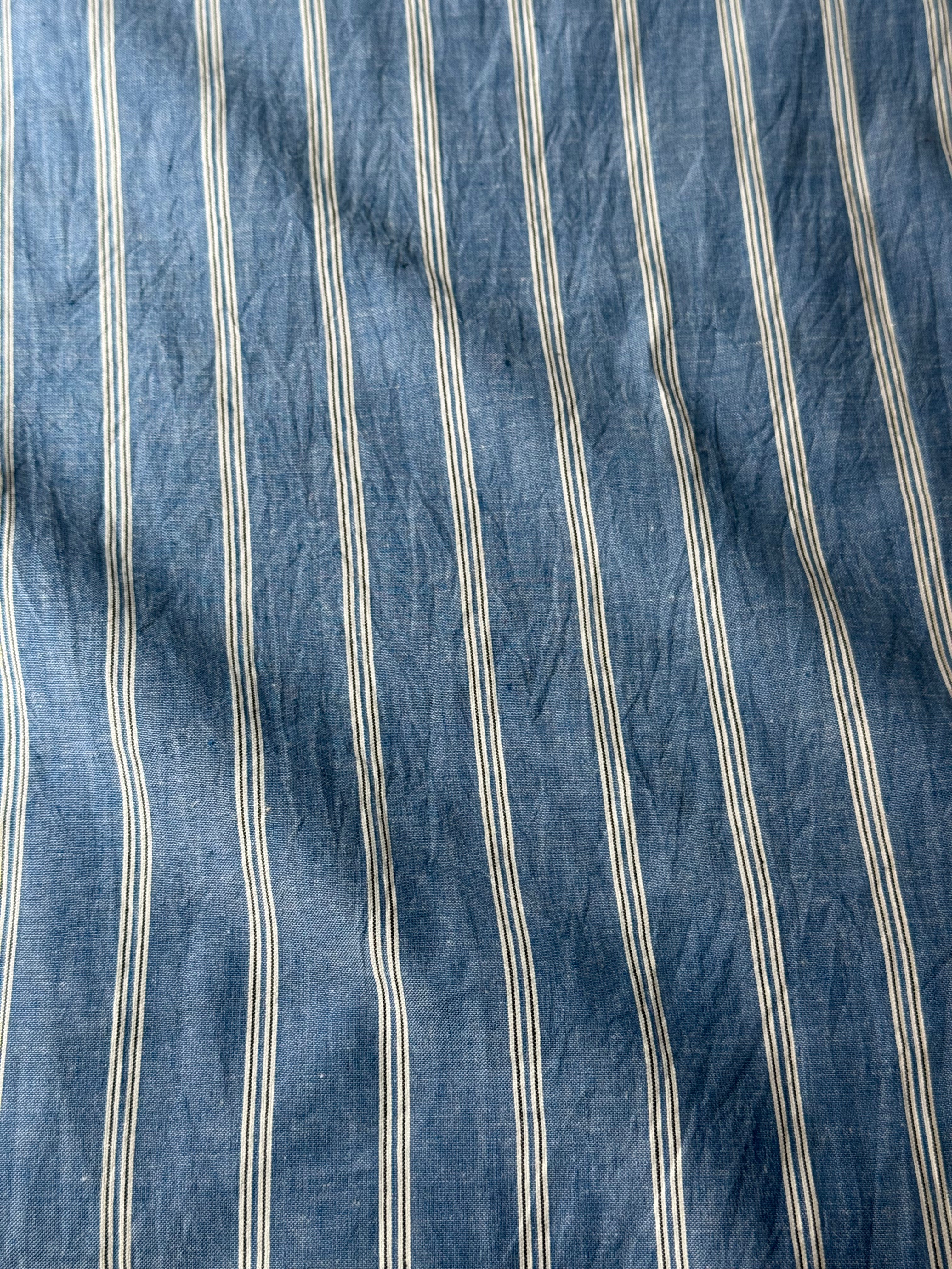Striped Handwoven Cotton - Blue with white stripes
