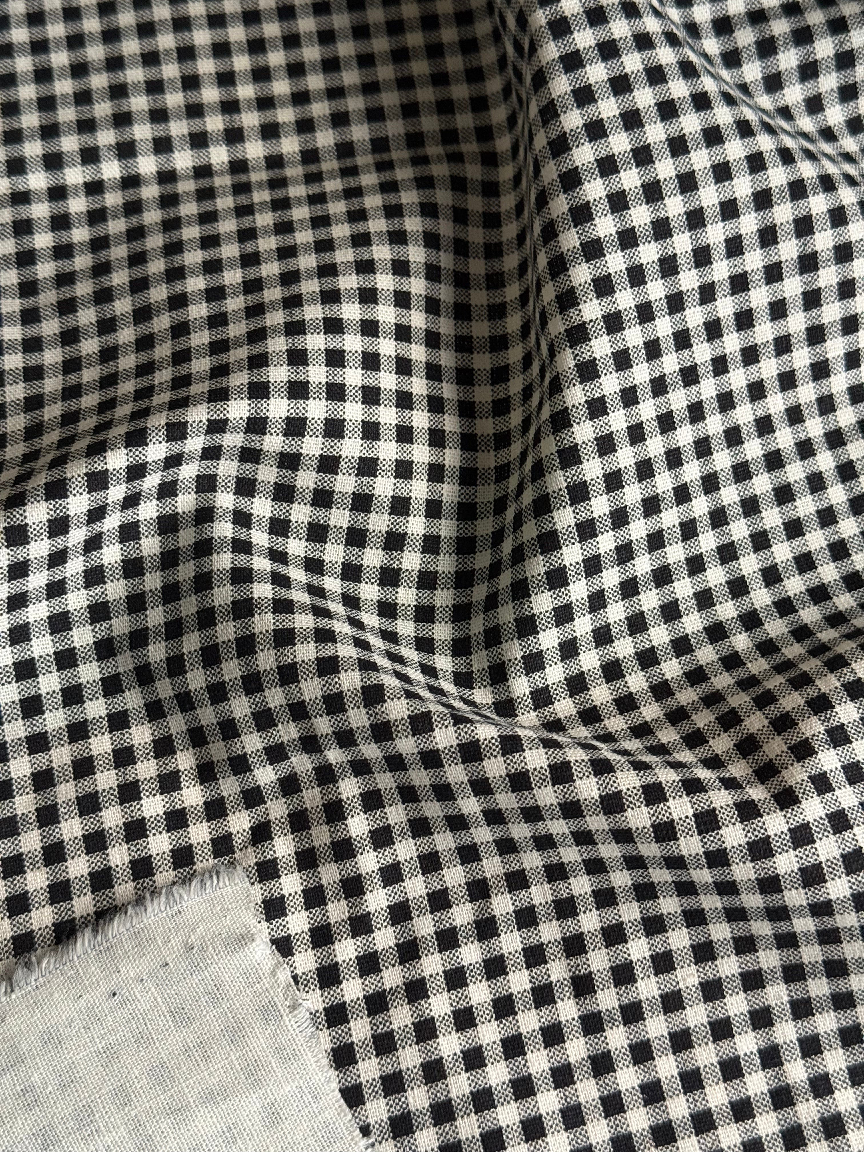 Mini Gingham Cotton Linen blend in Black