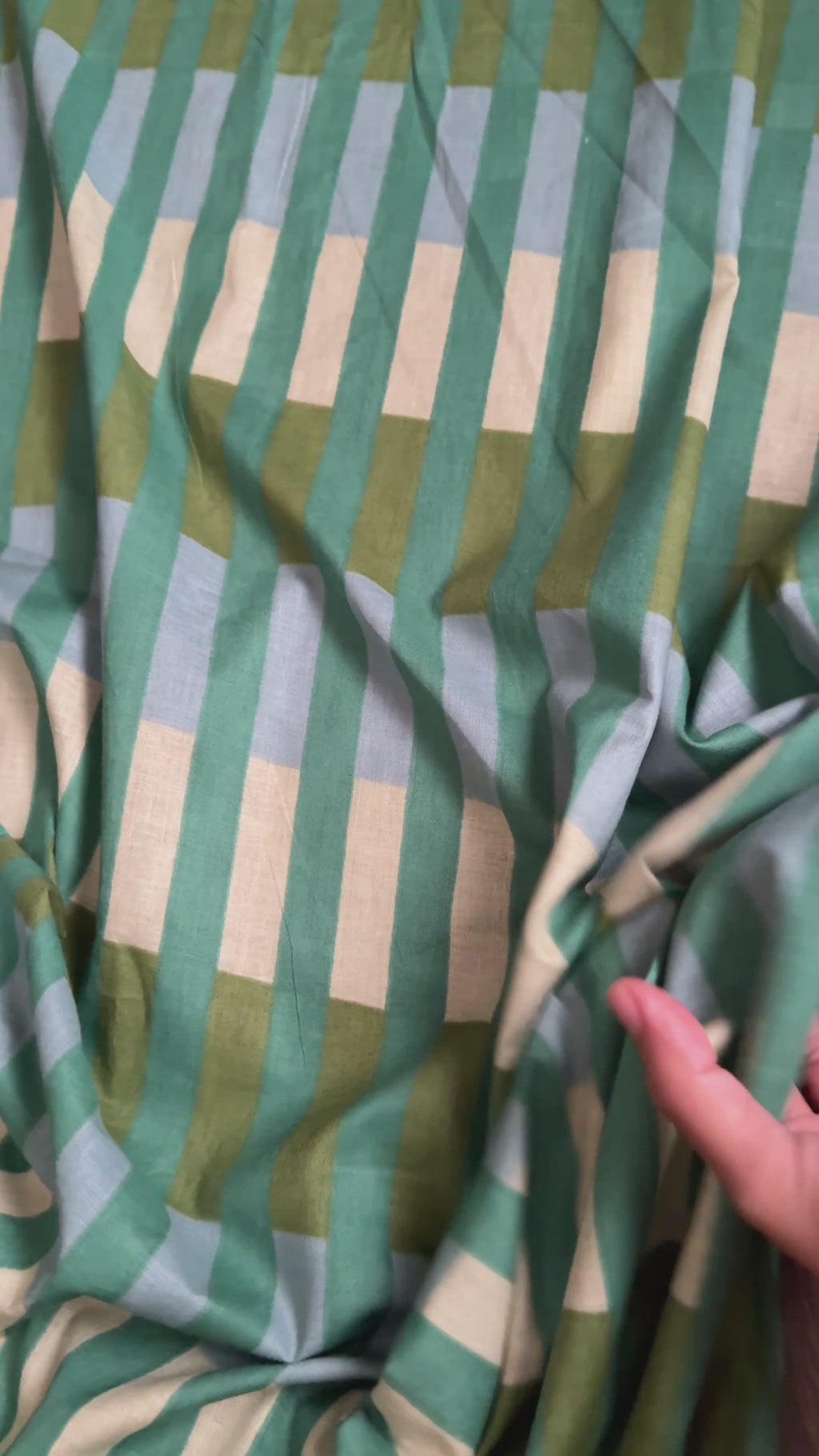 Olive Multi-stripe Block Print Organic Cotton