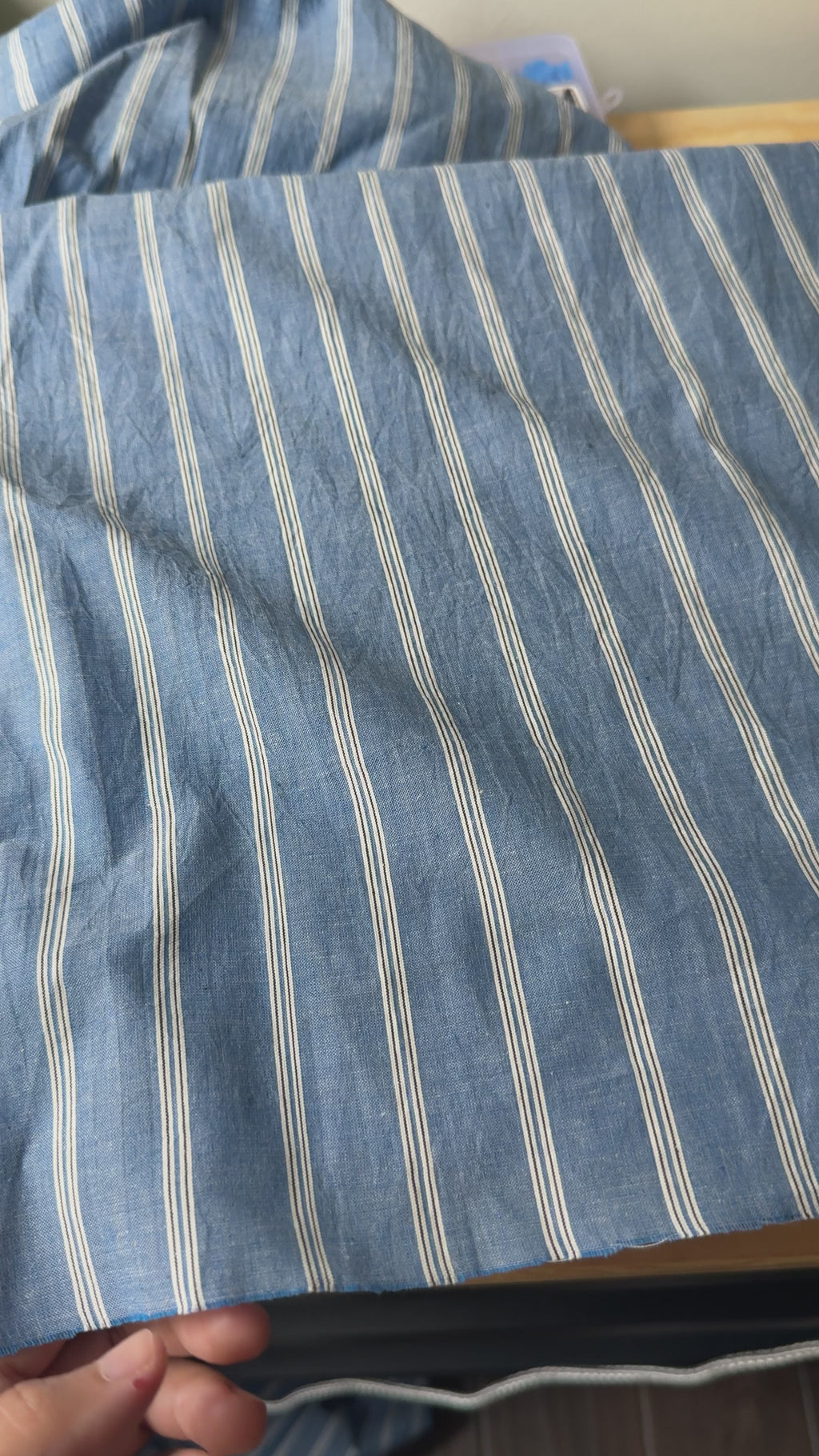 Striped Handwoven Cotton - Blue with white stripes